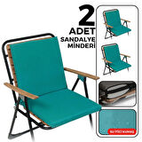 XPERMATE 2'li Arkalıklı Sandalye Minderi Fermuarlı 40x40 Sırtlıklı Sandalye Minderi Turkuaz