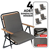 XPERMATE 4'lü Arkalıklı Sandalye Minderi Fermuarlı 40x40 Sırtlıklı Sandalye Minderi Antrasit 