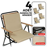 XPERMATE 4'lü Arkalıklı Sandalye Minderi Fermuarlı 40x40 Sırtlıklı Sandalye Minderi Bej 