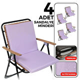 XPERMATE 4'lü Arkalıklı Sandalye Minderi Fermuarlı 40x40 Sırtlıklı Sandalye Minderi Lila 