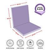 XPERMATE 4'lü Arkalıklı Sandalye Minderi Fermuarlı 40x40 Sırtlıklı Sandalye Minderi Lila 