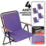 XPERMATE 4'lü Arkalıklı Sandalye Minderi Fermuarlı 40x40 Sırtlıklı Sandalye Minderi Mor 