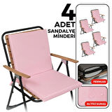 XPERMATE 4'lü Arkalıklı Sandalye Minderi Fermuarlı 40x40 Sırtlıklı Sandalye Minderi Pembe 
