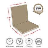XPERMATE 6'lı Arkalıklı Sandalye Minderi Fermuarlı 40x40 Sırtlıklı Sandalye Minderi Bej