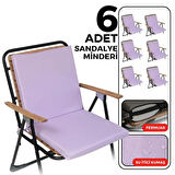 XPERMATE 6'lı Arkalıklı Sandalye Minderi Fermuarlı 40x40 Sırtlıklı Sandalye Minderi Lila
