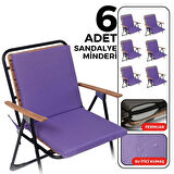 XPERMATE 6'lı Arkalıklı Sandalye Minderi Fermuarlı 40x40 Sırtlıklı Sandalye Minderi Mor