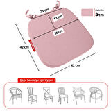 XPERMATE StandartFit Oval Sandalye Minderi Fermuarlı Yıkanabilir Kılıf Bağcıklı Su ve Yağ İtici 42x42x5 Pembe