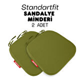 XPERMATE 2'li StandartFit Oval Sandalye Minderi Fermuarlı Yıkanabilir Kılıf Bağcıklı Su ve Yağ İtici 42x42x5 Yeşil