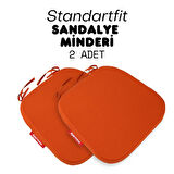 XPERMATE 2'li StandartFit Oval Sandalye Minderi Fermuarlı Yıkanabilir Kılıf Bağcıklı Su ve Yağ İtici 42x42x5 Kiremit