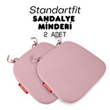 XPERMATE 2'li StandartFit Oval Sandalye Minderi Fermuarlı Yıkanabilir Kılıf Bağcıklı Su ve Yağ İtici 42x42x5 Pembe