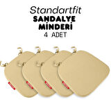 XPERMATE 4'lü StandartFit Oval Sandalye Minderi Fermuarlı Yıkanabilir Kılıf Bağcıklı Su ve Yağ İtici 42x42x5 Bej