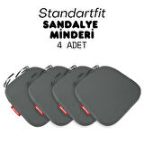 XPERMATE 4'lü StandartFit Oval Sandalye Minderi Fermuarlı Yıkanabilir Kılıf Bağcıklı Su ve Yağ İtici 42x42x5 Antrasit