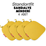 XPERMATE 4'lü StandartFit Oval Sandalye Minderi Fermuarlı Yıkanabilir Kılıf Bağcıklı Su ve Yağ İtici 42x42x5 Sarı
