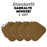 XPERMATE 4'lü StandartFit Oval Sandalye Minderi Fermuarlı Yıkanabilir Kılıf Bağcıklı Su ve Yağ İtici 42x42x5 Kahve