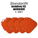XPERMATE 4'lü StandartFit Oval Sandalye Minderi Fermuarlı Yıkanabilir Kılıf Bağcıklı Su ve Yağ İtici 42x42x5 Kiremit