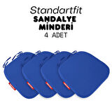 XPERMATE 4'lü StandartFit Oval Sandalye Minderi Fermuarlı Yıkanabilir Kılıf Bağcıklı Su ve Yağ İtici 42x42x5 Mavi