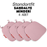 XPERMATE 4'lü StandartFit Oval Sandalye Minderi Fermuarlı Yıkanabilir Kılıf Bağcıklı Su ve Yağ İtici 42x42x5 Pembe