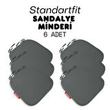 XPERMATE 6'lı  StandartFit Oval Sandalye Minderi Fermuarlı Yıkanabilir Kılıf Bağcıklı Su ve Yağ İtici 42x42x5 Antrasit