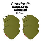 XPERMATE 6'lı  StandartFit Oval Sandalye Minderi Fermuarlı Yıkanabilir Kılıf Bağcıklı Su ve Yağ İtici 42x42x5 Yeşil