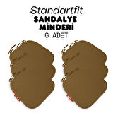 XPERMATE 6'lı  StandartFit Oval Sandalye Minderi Fermuarlı Yıkanabilir Kılıf Bağcıklı Su ve Yağ İtici 42x42x5 Kahverengi