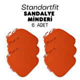 XPERMATE 6'lı  StandartFit Oval Sandalye Minderi Fermuarlı Yıkanabilir Kılıf Bağcıklı Su ve Yağ İtici 42x42x5 Kiremit