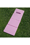 XPERMATE Katlanır Şezlong Minderi - Taşınabilir Kamp Yatağı Su Itici Kumaş 180x60x2 Pembe