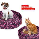 XPERMATE Sünger Simit Köpek Yuvası Küçük Irk Köpek Yatağı Ve Kedi Yatağı 55 Cm Kamuflaj