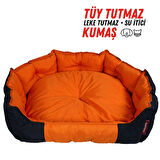 XPERMATE Kedi Yatağı Ve Köpek Yatağı Tüy Tutmaz Kumaş, Su Itici Kumaş 75x80x28 Turuncu Lacivert Bıscuıt