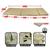 XPERMATE Katlanır Şezlong Minderi Fermuarlı Çantalı Cepli FoldPack 30x60x25cm Bej 