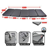 XPERMATE Katlanır Şezlong Minderi Fermuarlı Çantalı Cepli FoldPack 30x60x25cm Antrasit