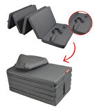 XPERMATE Katlanır Şezlong Minderi Fermuarlı Çantalı Cepli FoldPack 30x60x25cm Antrasit