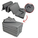 XPERMATE Katlanır Şezlong Minderi Fermuarlı Çantalı Cepli FoldPack 30x60x35cm Antrasit 