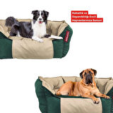 XPERMATE Kedi Yatağı Ve Köpek Yatağı Tüy Tutmaz Kumaş, Su Itici Kumaş 75x80x28  Yeşil Bej Biscuit