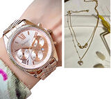 Ferrucci Rosegold Roma Rakamlı Çelik Kadın Kol Saat+Çelik Kolye Hediye