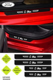 C-Max Yazılı Karbon Kapı Eşiği Ford C-Max İçin Siyah Dekoratif 2 Ön 2 Arka Kapı Koruyucu Set Ford C-Max