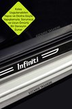 Infiniti Universal Yazılı Kapı Koruma Eşiği Siyah Karbon Üzeri Beyaz Universal Dekoratif Yazı 4 Parça Infiniti Universal Uyumlu