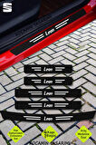 Seat Leon Karbon Kapı Eşiği ve Bagaj Koruyucu Set Çizilmeye Dayanıklı Sticker Folyo Leon Yazılı