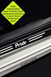 Kia Pride Çizilmeye Dayanıklı Karbon Kapı Bagaj Eşik Koruma Seti Folyo Sticker Pride Yazılı