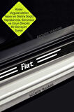 Fiat Yazılı Karbon Kapı ve Bagaj Eşiği Koruma Seti Çizilmelere Karşı Dayanıklı Sticker Folyo Fiat Yazılı