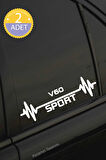 Volvo V60 Nabız Kalp Atışı Ritim V60 Araç Uyumlu Oto Sticker 2 Adet Beyaz 20*7CM