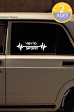 Volkswagen Vento Nabız Kalp Atışı Ritim Vento Araç Uyumlu Oto Sticker 2 Adet Beyaz 20*7CM