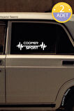 MINI Cooper Nabız Kalp Atışı Ritim Cooper Araç Uyumlu Oto Sticker 2 Adet Beyaz 20*7CM