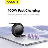 Baseus Super Şarj Makaralı 1Mt 100W Type-C Şarj Kablo Laptop Macbook Şarj iPhone 15 15 Pro Max Şarj