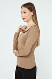 DRR Moda Yaka Dantelli Büzgülü Reglan Kol Bluz