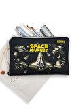 Uzay Mekiği Space Shuttle Desenli Kalem Kutusu Yıkanabilir Bez Kalemlik 
