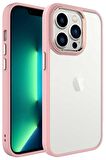 Apple iPhone 14 Pro Max Kılıf Ekran ve Kamera Çıkıntılı Kenarları Renkli Şeffaf Kapak