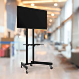 ALPIN TV/Fuar Standı Bilgisayar Askı Aparatlı Metal Tekerlekli TV Sehpası/Ünitesi 40” inç – 75” inç