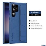 Global Samsung Galaxy S24 Ultra Uyumlu Premium Case Parmak Askılı Telefon Kılıfı Lacivert WNE1085