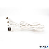 Global CA107 Gfz 3in1 Micro, Lightning, Type-C Çıkışlı Data ve Şarj Kablosu 3.4A Beyaz WNE0662