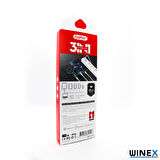 Global CA107 Gfz 3in1 Micro, Lightning, Type-C Çıkışlı Data ve Şarj Kablosu 3.4A Beyaz WNE0662
